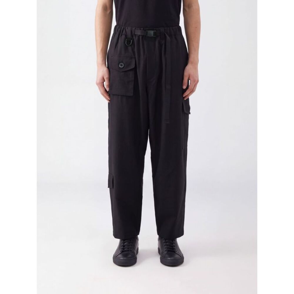 Y-3 Men Wide-Leg Y-3 Cri�Pe Cargo Trousers With Drawstring Waist